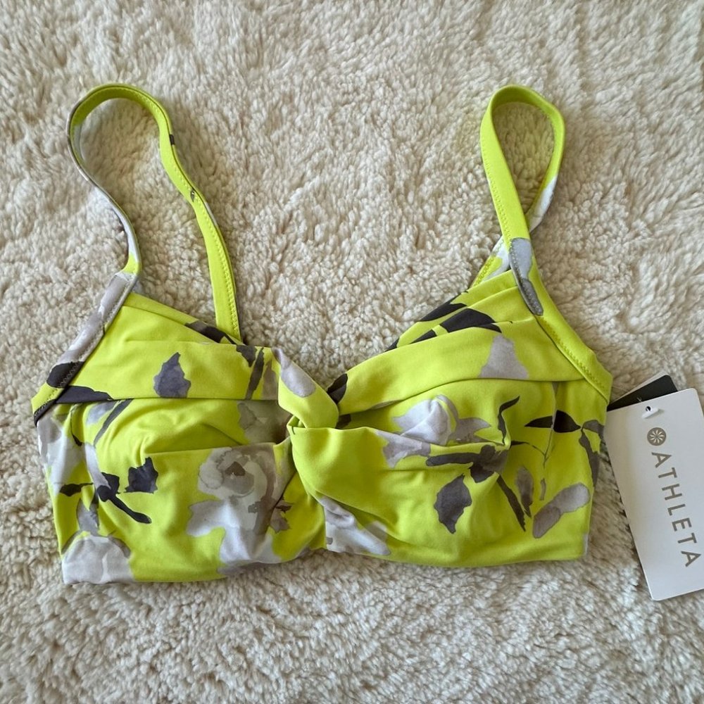 ATHLETA Yellow Gardenia Twist Up Bikini Top 32D/DD